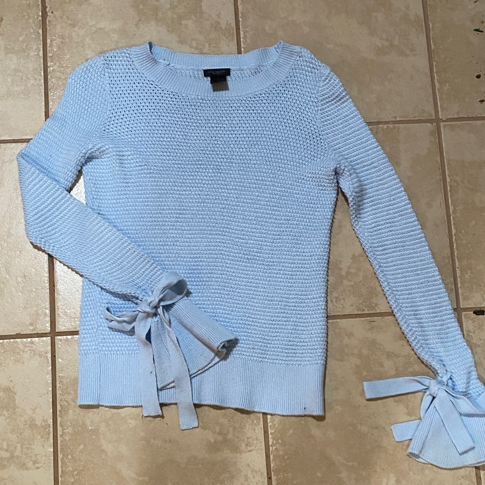 Ann Taylor Factory Light Blue Sweater with Bow Accents